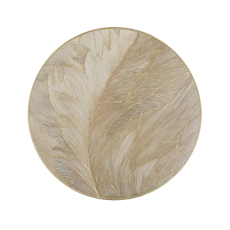 

Золотые Круглые Декоративные Подставки Для Стола С Перьями, Моющиеся Виниловые Салфетки Для Ужина, Свадебного Декора