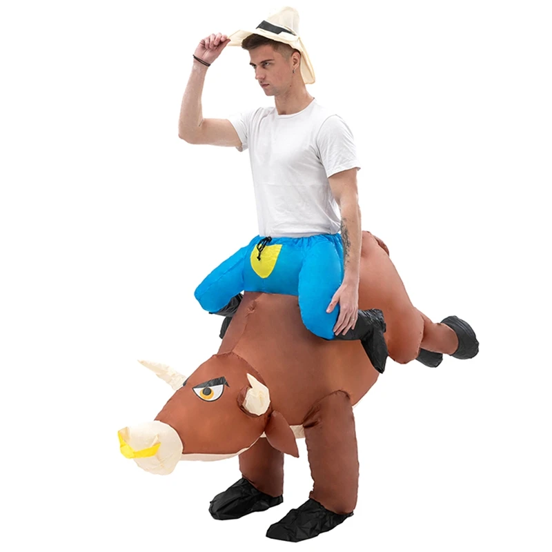

Adult Inflatable Bull Costume Blow Up Clothing For Halloween Cosplay Party Dress Funny Fancy Mascot