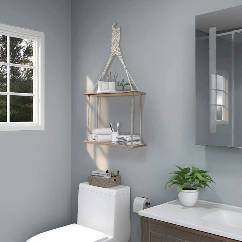 1 шт. настенная полка в стиле бохо подвесная с растениями Шикарный декор 2 уровня