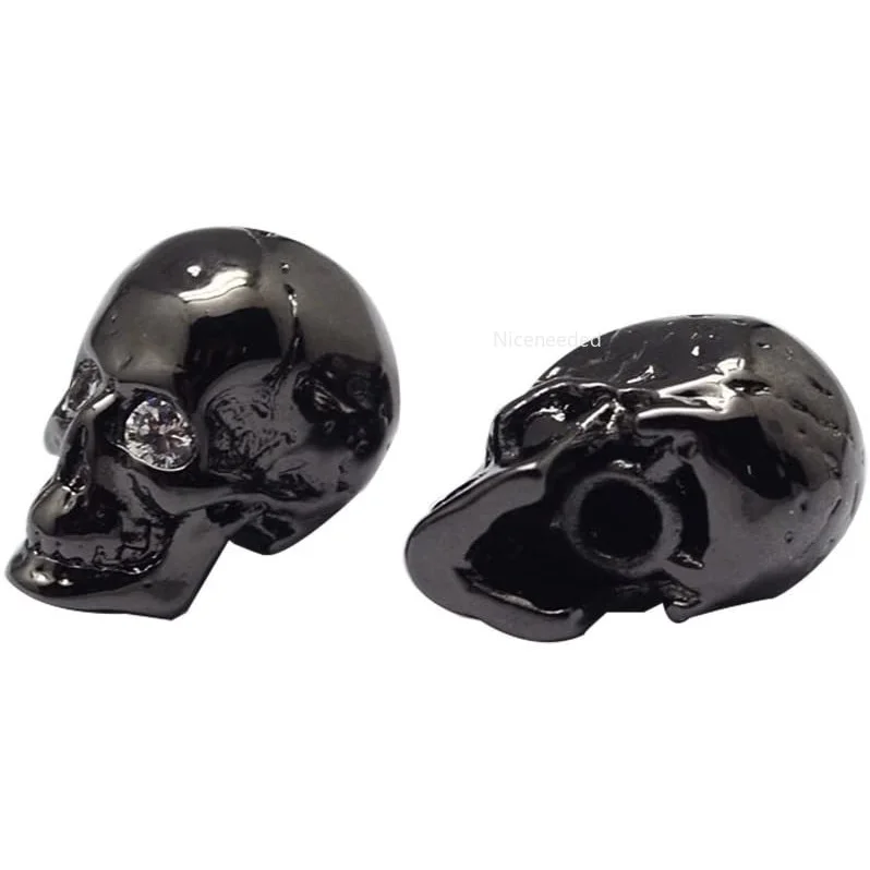 

10-20PCS Gunmetal Skull Brass Head Beads Cubic ia Beads Micro Pave Beads Bracelet Connector Charms Beads for Jewelry Making