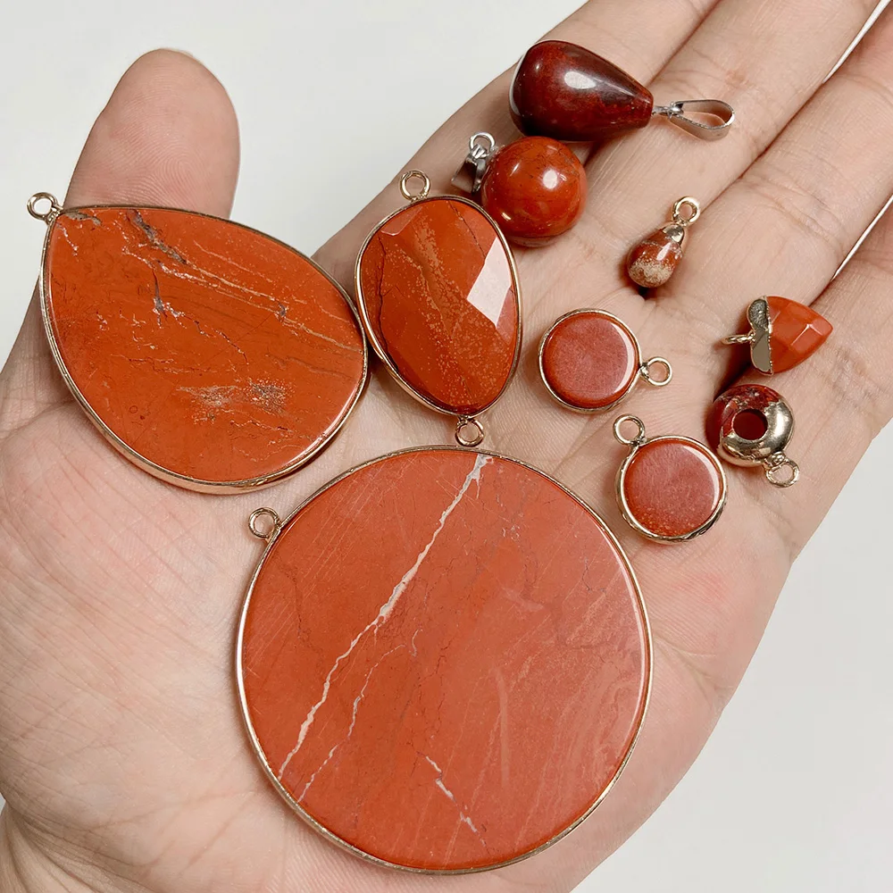 Подвеска Из Натурального Красного камня ручной работы ожерелье рейки ювелирные