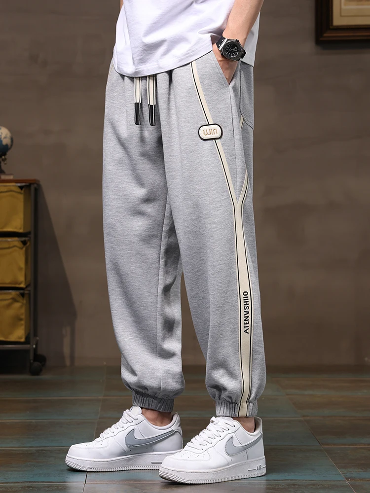 

2023 New Men's Joggers Sweatpants Baggy Pants Fashion Drawstring Black Grey Cotton Casual Loose Trousers Plus Size 6XL 7XL 8XL