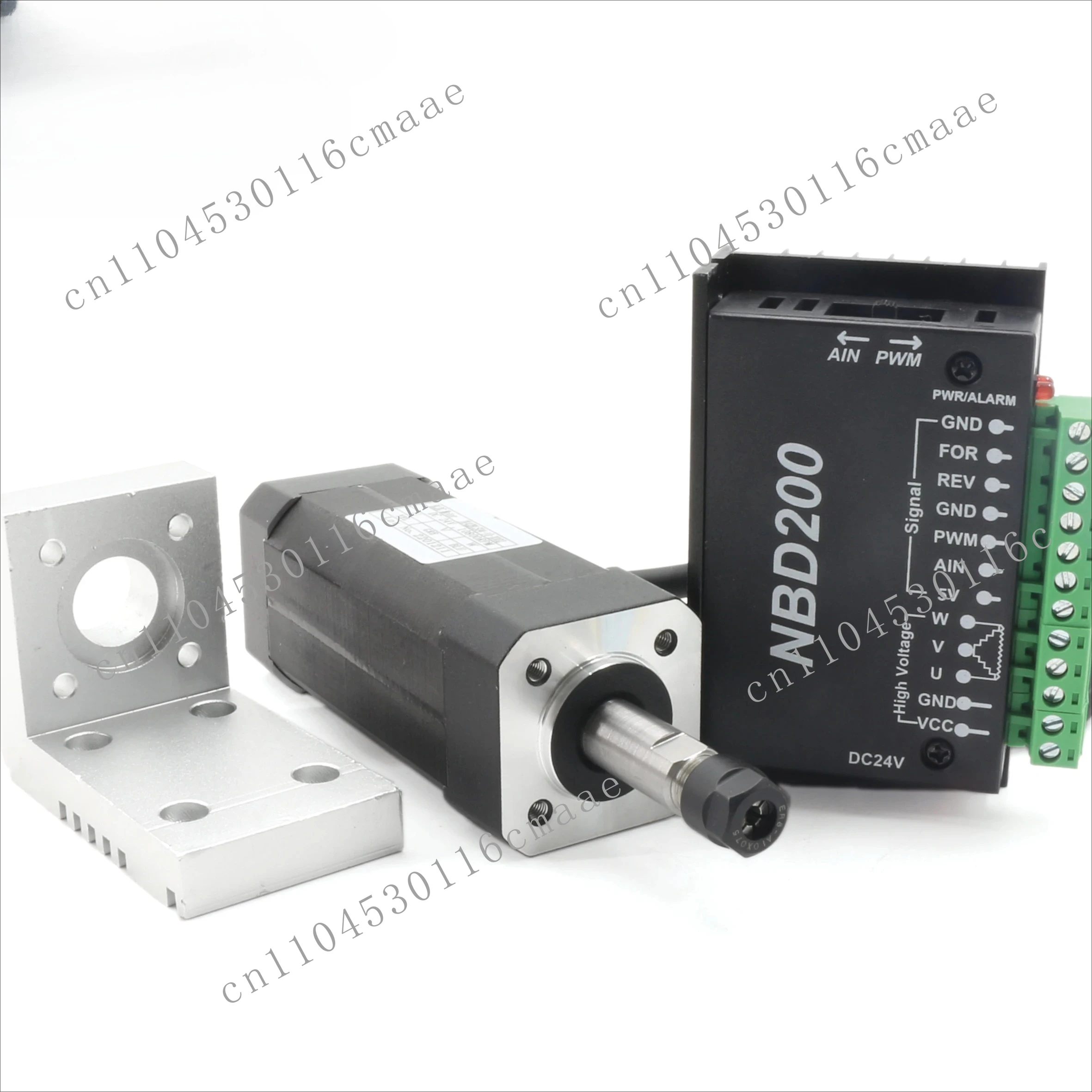 Фото Квадратный бесщеточный двигатель шпинделя мощностью 104 Вт ER8, комплект с ЧПУ и бесщеточный драйвер DBD200 24 В с зажимом шпинделя №1