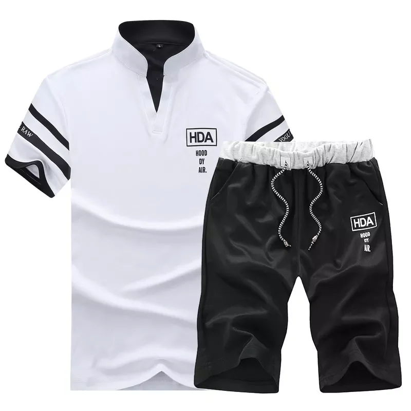 

2022 Summer New Men Shorts Sets Short Sleeve T Shirt +Shorts Print Male Tracksuit Set Men's Brand Clothing 2 Pieces Sets
