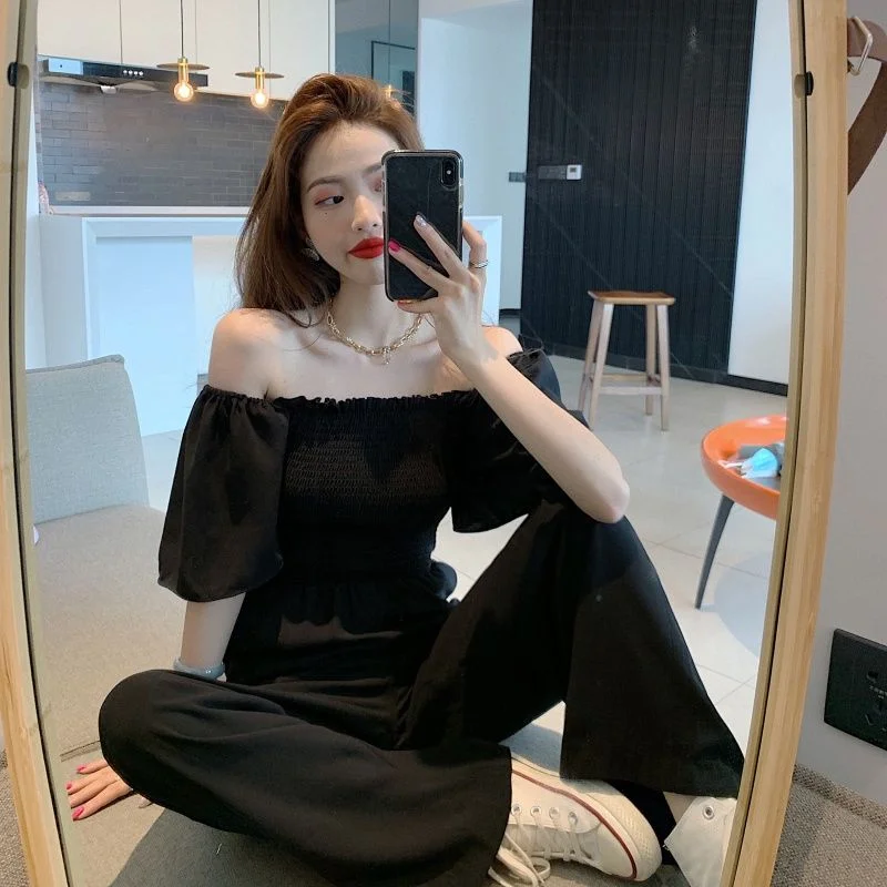 Комбинезоны женские весенние однотонные с разрезом на шее повседневные длинные