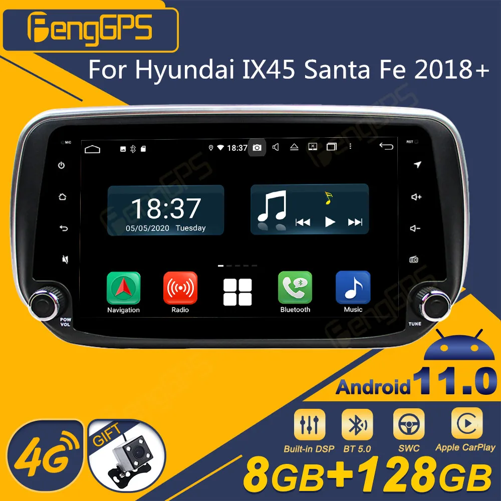 

Автомагнитола для Hyundai IX45 Santa Fe, мультимедийный проигрыватель с GPS Навигатором, экран 2018 + Android, 2Din