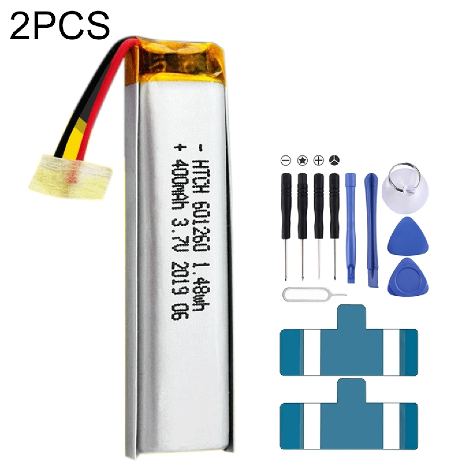 

2 шт. 601260 400 мАч литий-полимерный аккумулятор для камеры светодиодные умные часы Bluetooth наушники Динамик