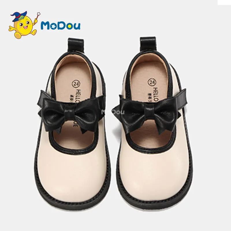 

Mo Dou 2022 Autumn New Style Leather Shoes Hook And Loop Design Wear Resistant Rubber Non Slip Sole Microfiber Round Head