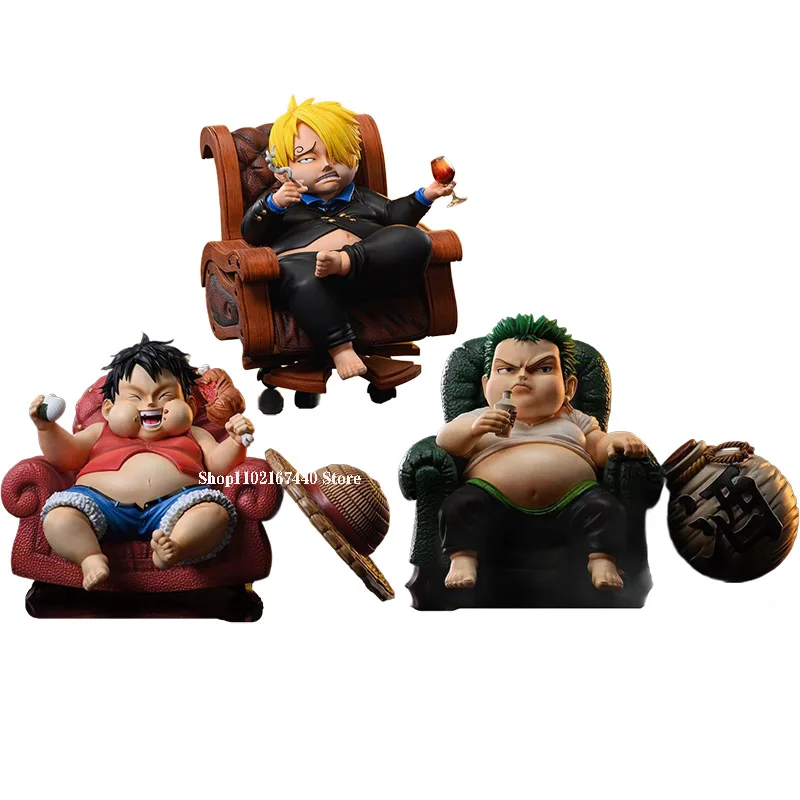 

Anime One Piece Action Figures Luffy Sanji Roronoa Zoro Figures 15cm Gk Fat House Series Sofa Statue PVC Model Doll Toys for Boy