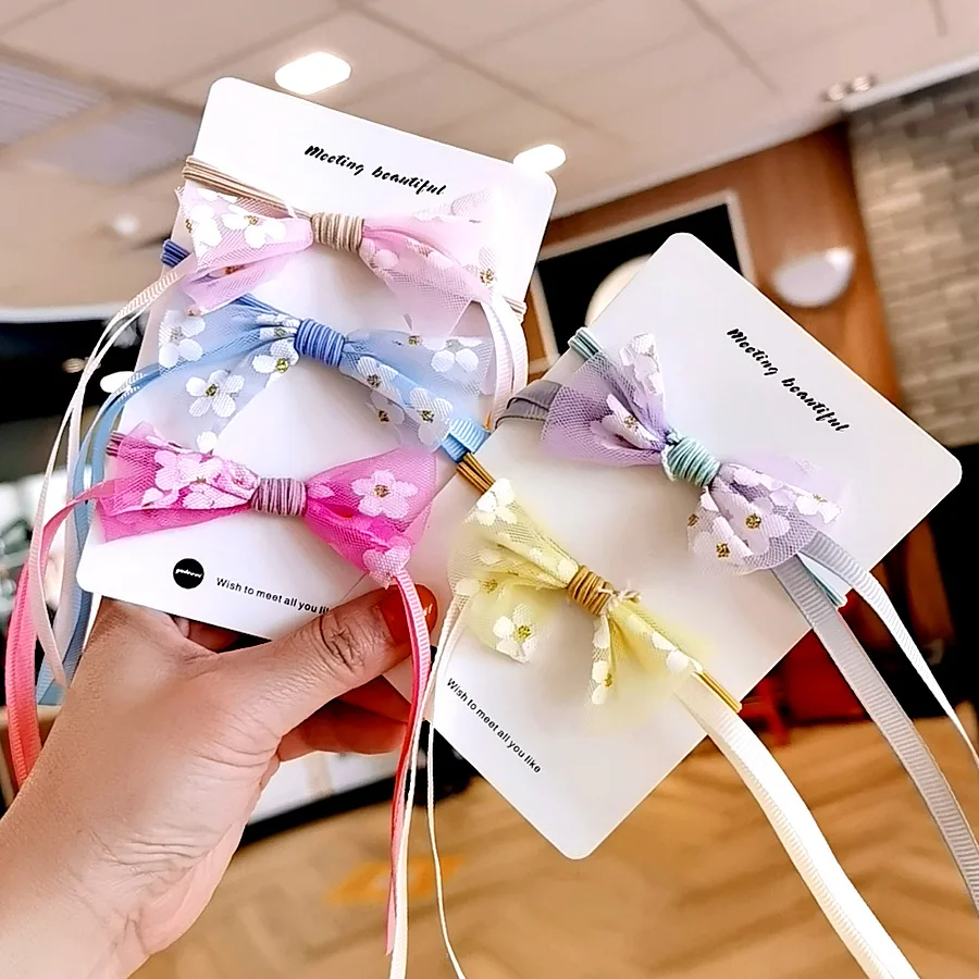 

Модная новинка, повязка для волос, летняя Милая марлевая лента с бантом, повязка для волос, украшение для волос «конский хвост» для девочек и...