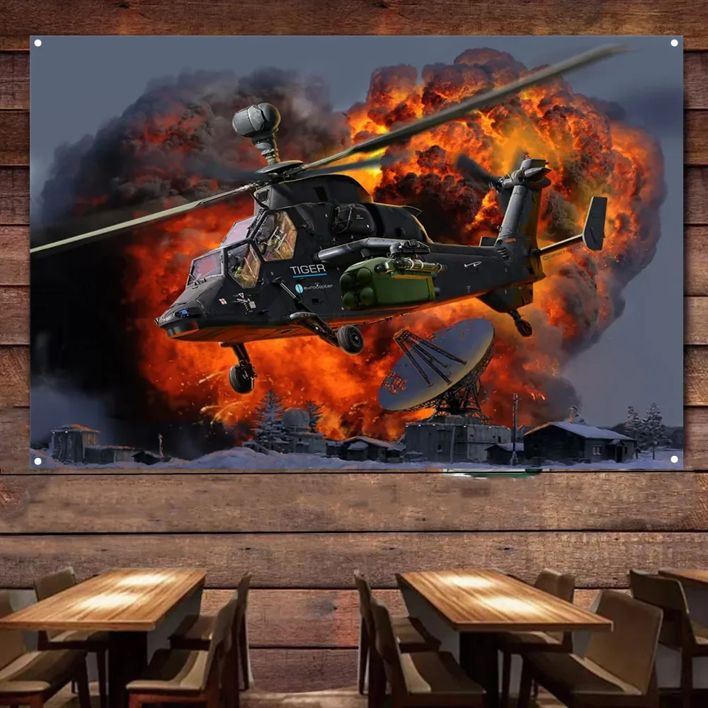 Европейский тигр атака вертолет постер настенный флаг-воздушные силы холст