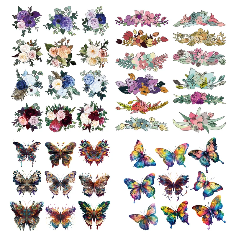 

Woman Clothing Patches Thermal Press Clothes Stickers Heat Transfer T-Shirt DIY Dresses Parches Ropa Transfers Flower Butterfly