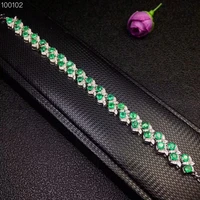 meibapjreal natural emerald gemstone bracelet 925 sterling silver green stone bangle for women fine wedding jewelry