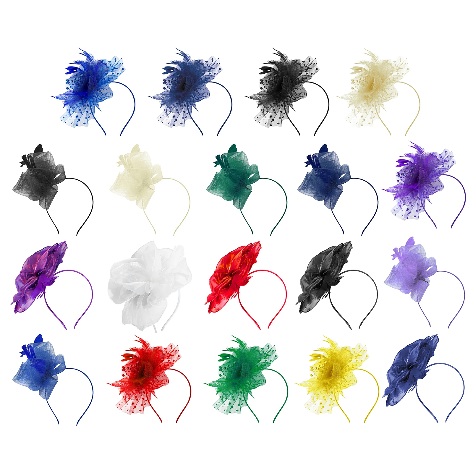 Женская шляпка-Вуалетка обруч для волос в виде цветов и перьев