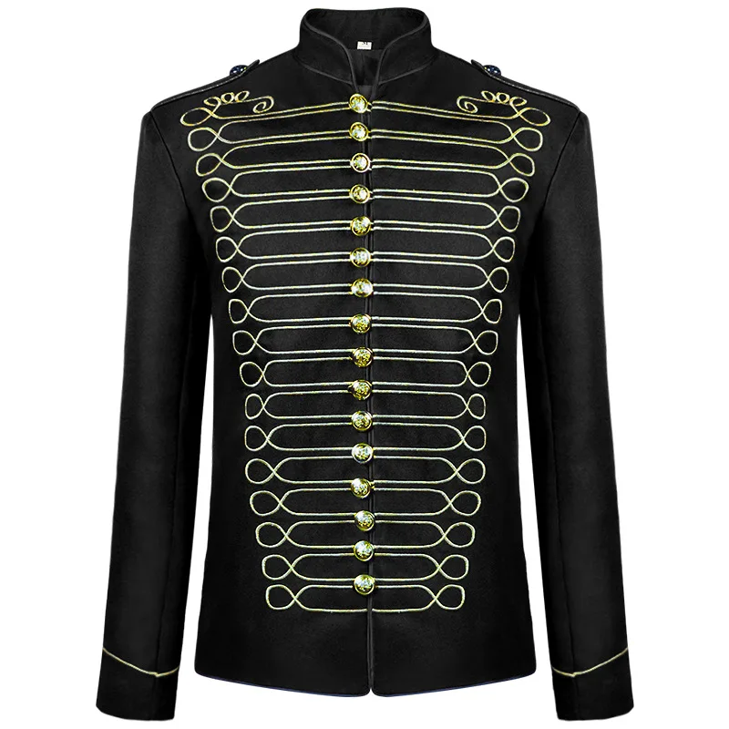 

Mens Officer Military Drummer Parade Jacket Vintage Medieval Gothic Steampunk Jackets Party Cosplay Halloween Costume Chaquetas