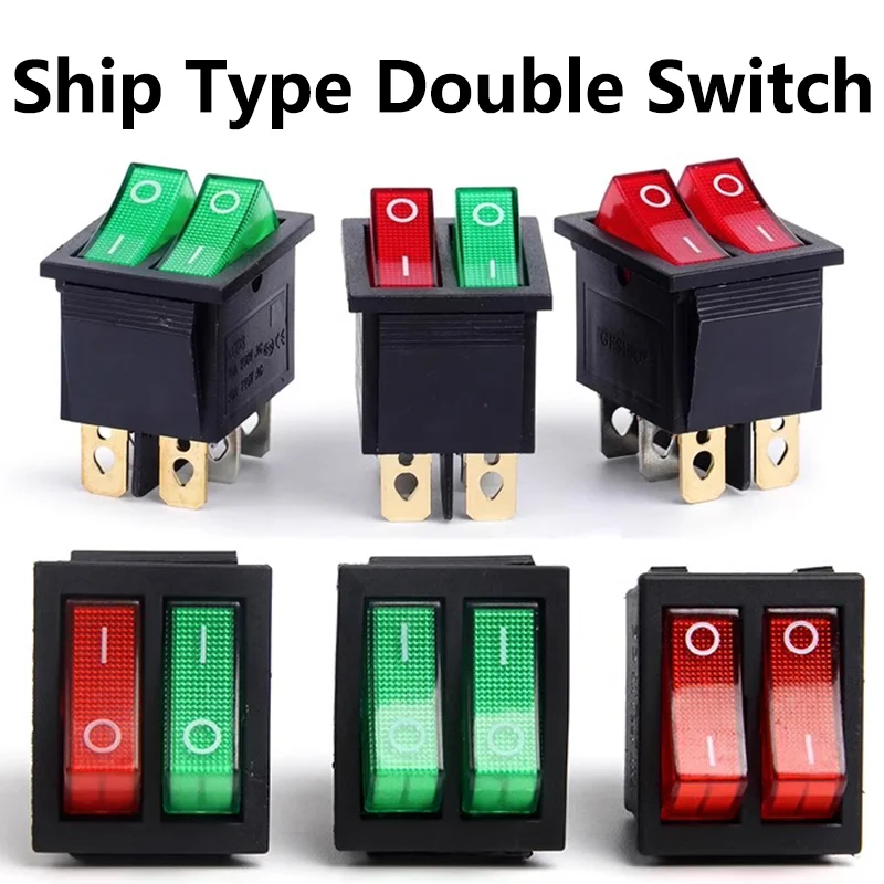 5/20 шт., KCD3, 6-контактный телефон, переключатель ВКЛ-ВЫКЛ с зелено ...