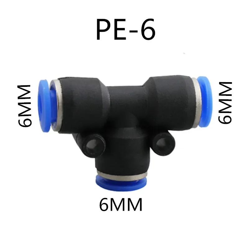 

Пневматические соединители из полиэтилена, 4 мм, 6 мм, 8 мм, 10 12 мм, пневматический фитинг, быстроразъемный тройник с противоскользящим замком, 3-ходовой пластиковый трубный соединитель для водяного шланга