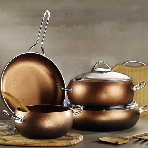 

7 piece Granite Cookware Set Copper Black