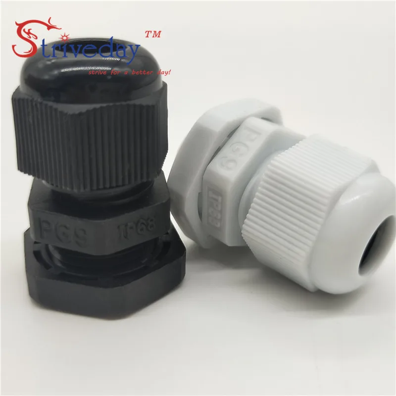 

100pcs/lot White Black PG9 Nylon cable gland Wiring Accessories LED cable connector waterproof Gland