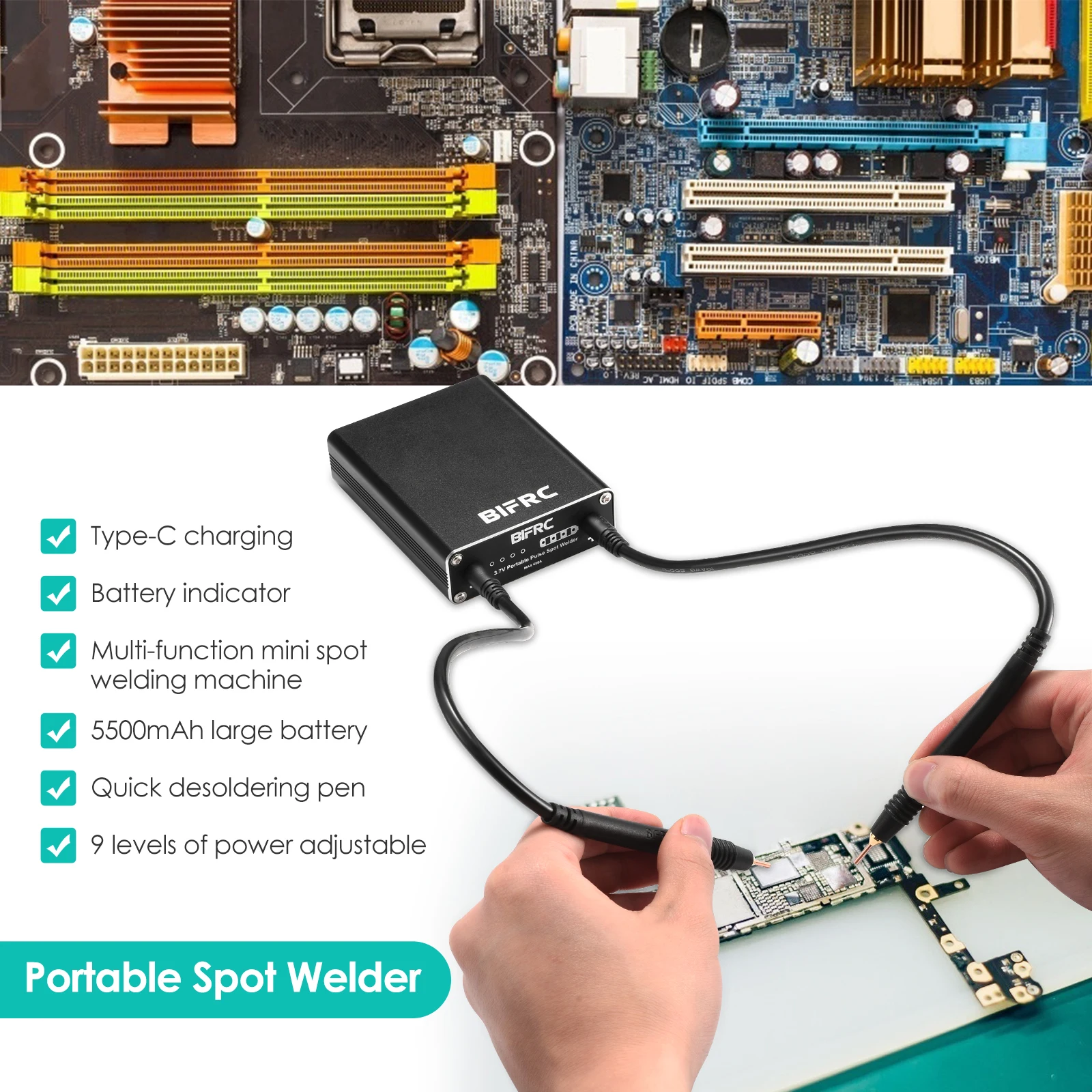 

5500mAh With Quick Release Pen 18650 Battery Board Household DIY Handheld Mini Spot Welding Machine Spot Welding Tool