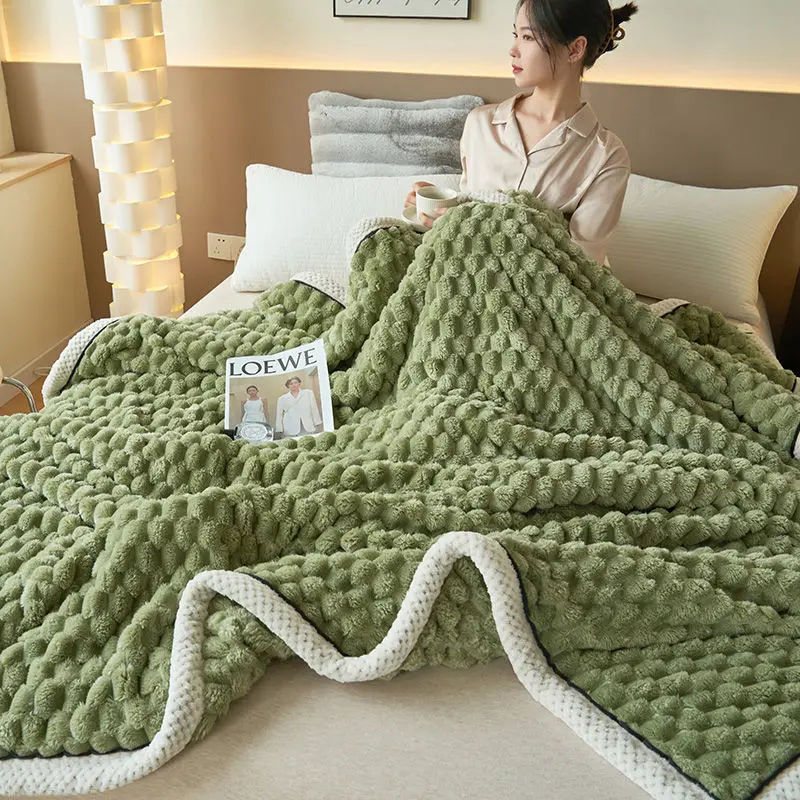 Мягкое пушистое одеяло из овечьей шерсти толстое антистатическое коралловое