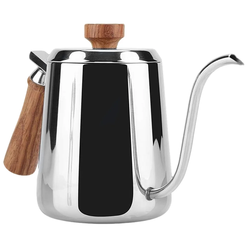 

Small Kettle Camping Pour Coffee Gooseneck Pot Stove Stainless Steel Wood Office