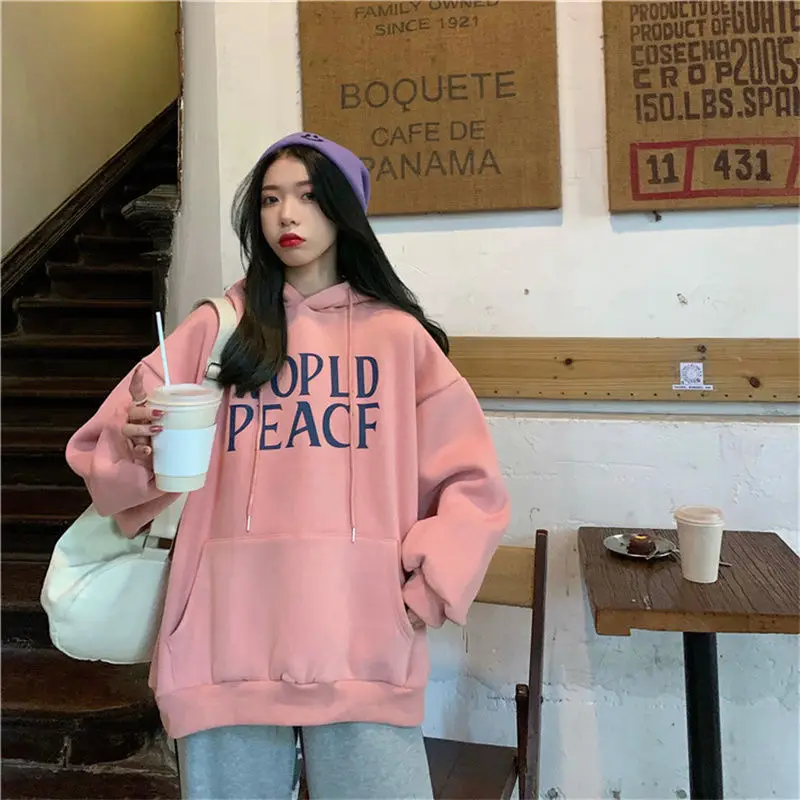 

Casual All-match Lazy Wind Plus Velvet Thickening Autumn and Winter New Fashion Trend Simple Loose Sweater