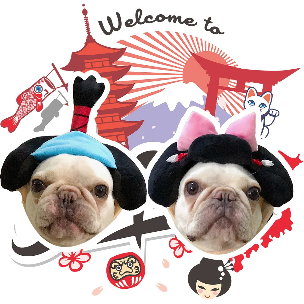 

Pet Supplies Pet Clothing Pet Hat Day Head Modeling Clothes Transforming Clothes Samurai Kimono Dog Hat