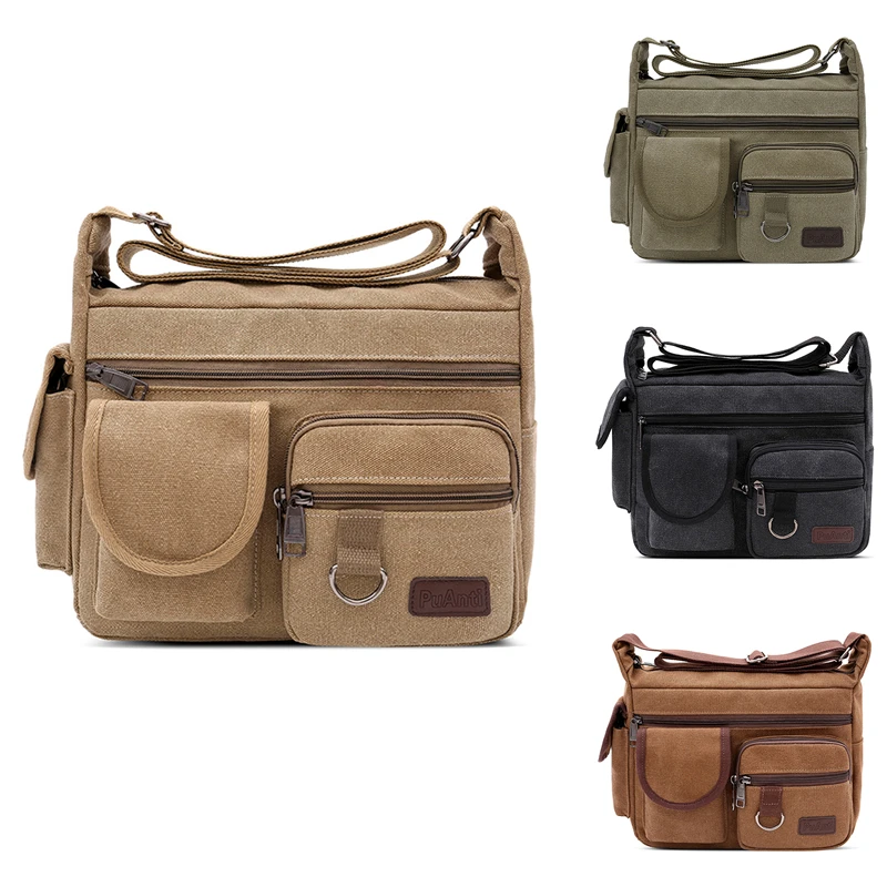 

Vintage Canvas Crossbody Bag 2023 Men Water Resistant Waxed Messenger bag Briefcase Padded Hot Sell Newest Casual Simple Fashion