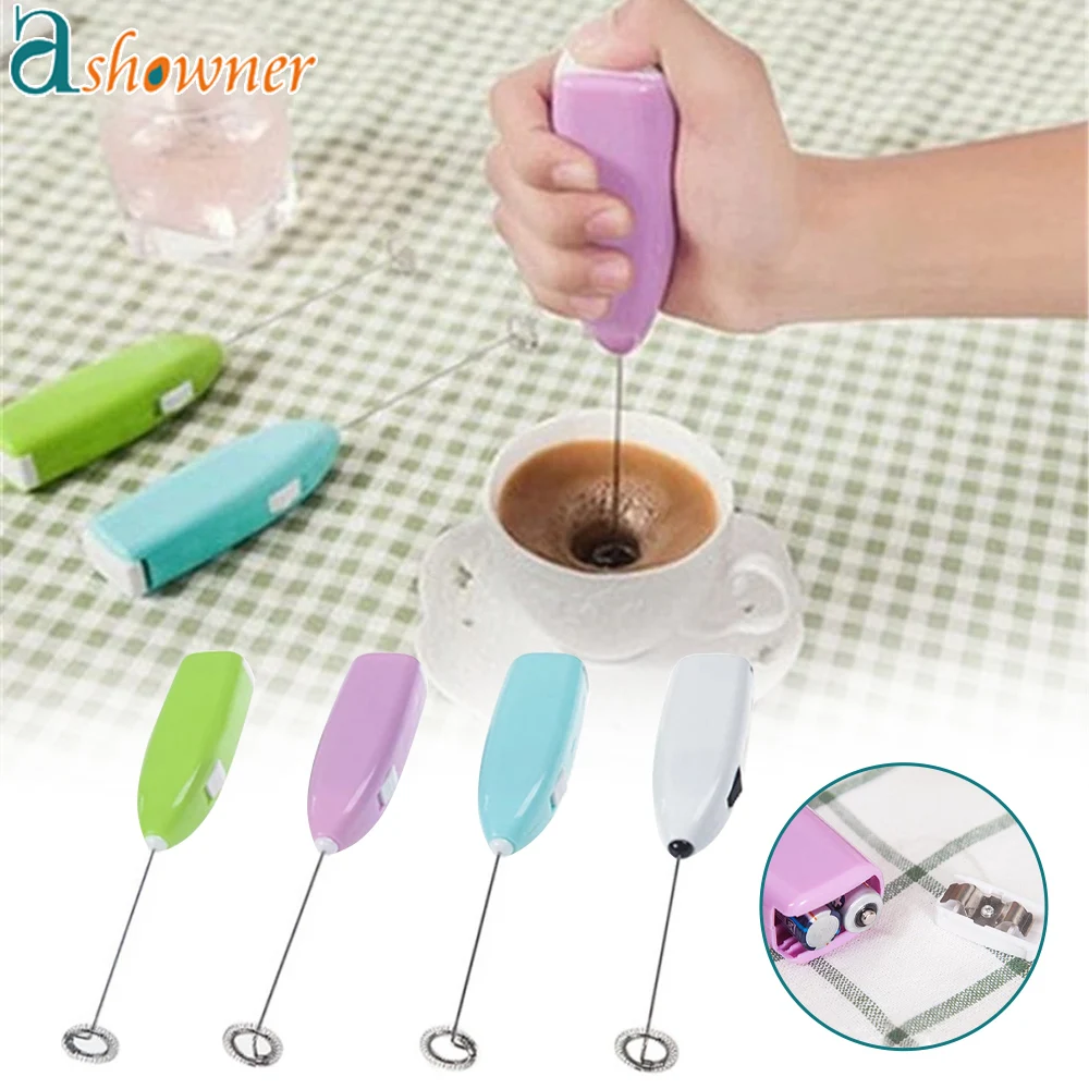 

Electric Egg Beater Milk & Coffee Frother Stainless Steel Cappuccino Creamer Whisk Frothy Blend Whisker Kitchen Tool Accessories