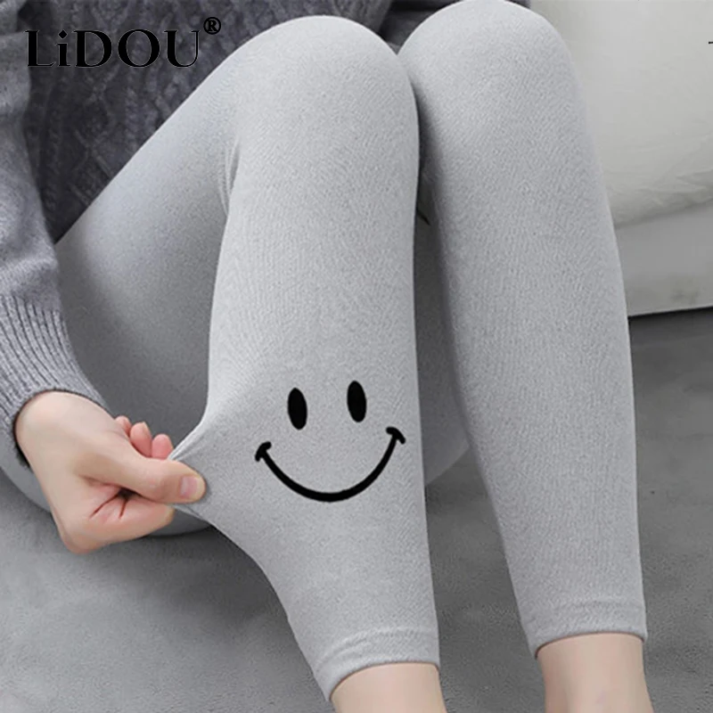 

Autumn Winter Women's High Stretch Seamless Solid Slim Leggings Ladies Casual Fashion All-match Soft Render Pants Female Clothes