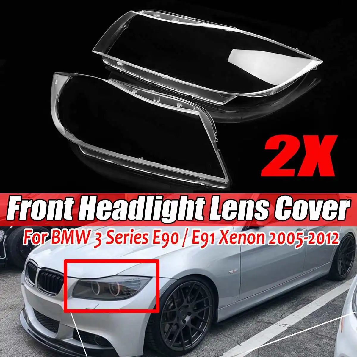 

2 шт., прозрачный абажур для автомобильной лампы BMW 3 E90 E91 2005-2012