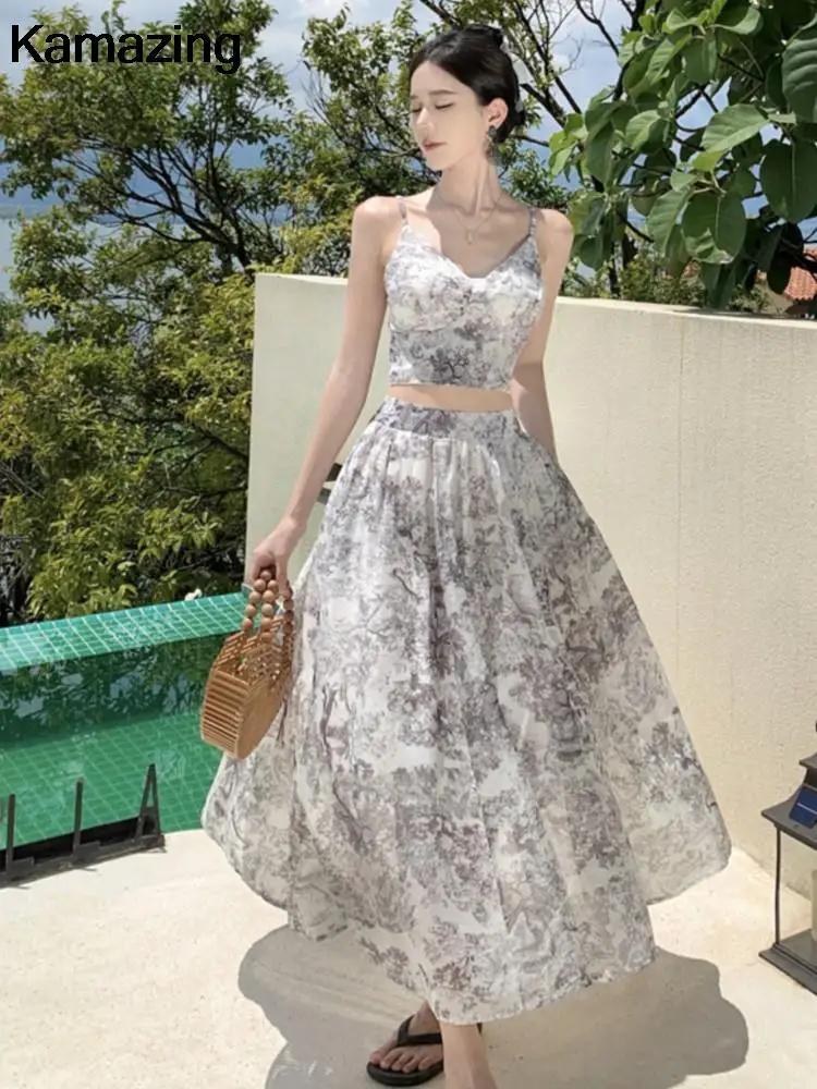 Женский летний повседневный костюм с юбкой элегантный укороченный топ без