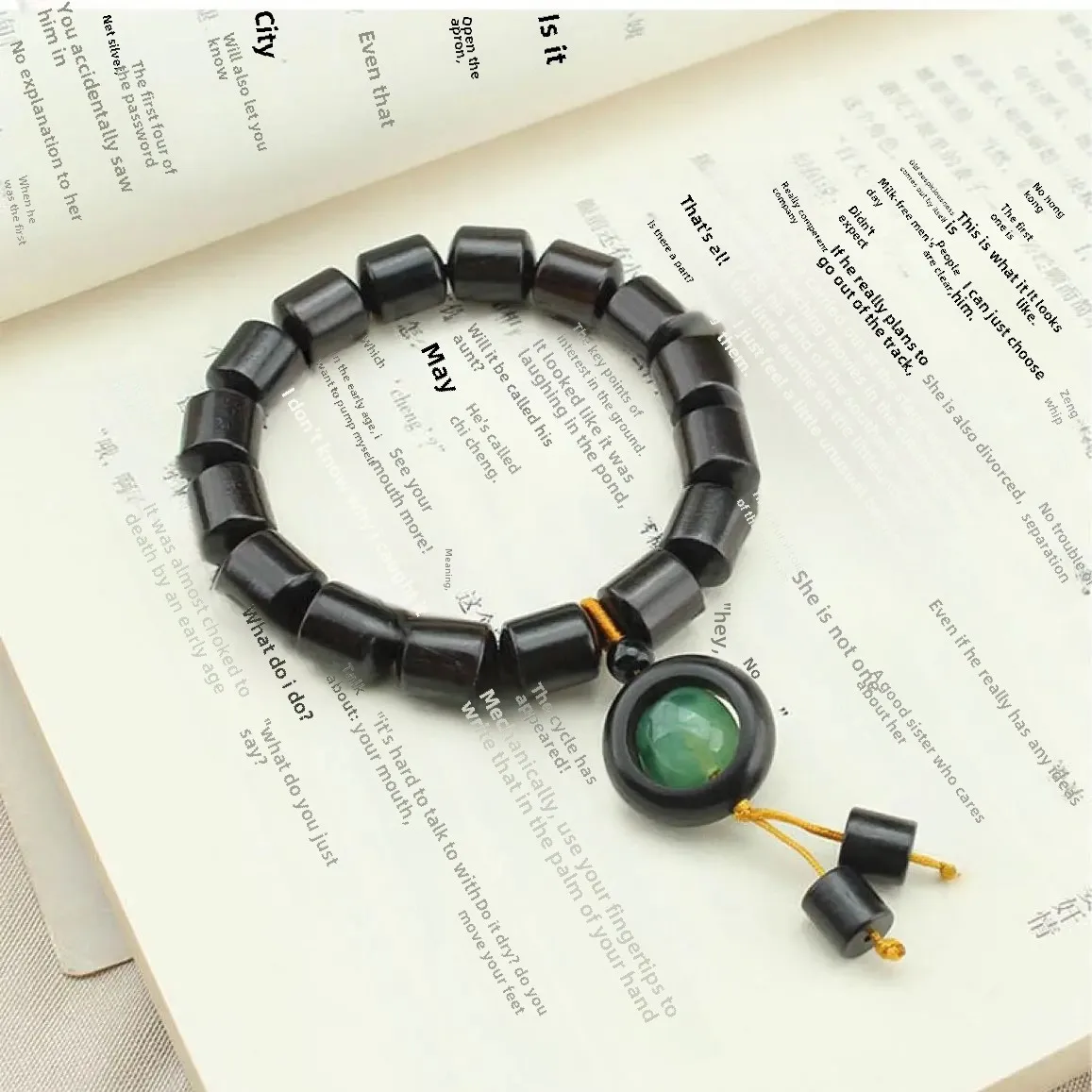 Креативный этнический браслет из черного дерева с бегового кольца уникальный