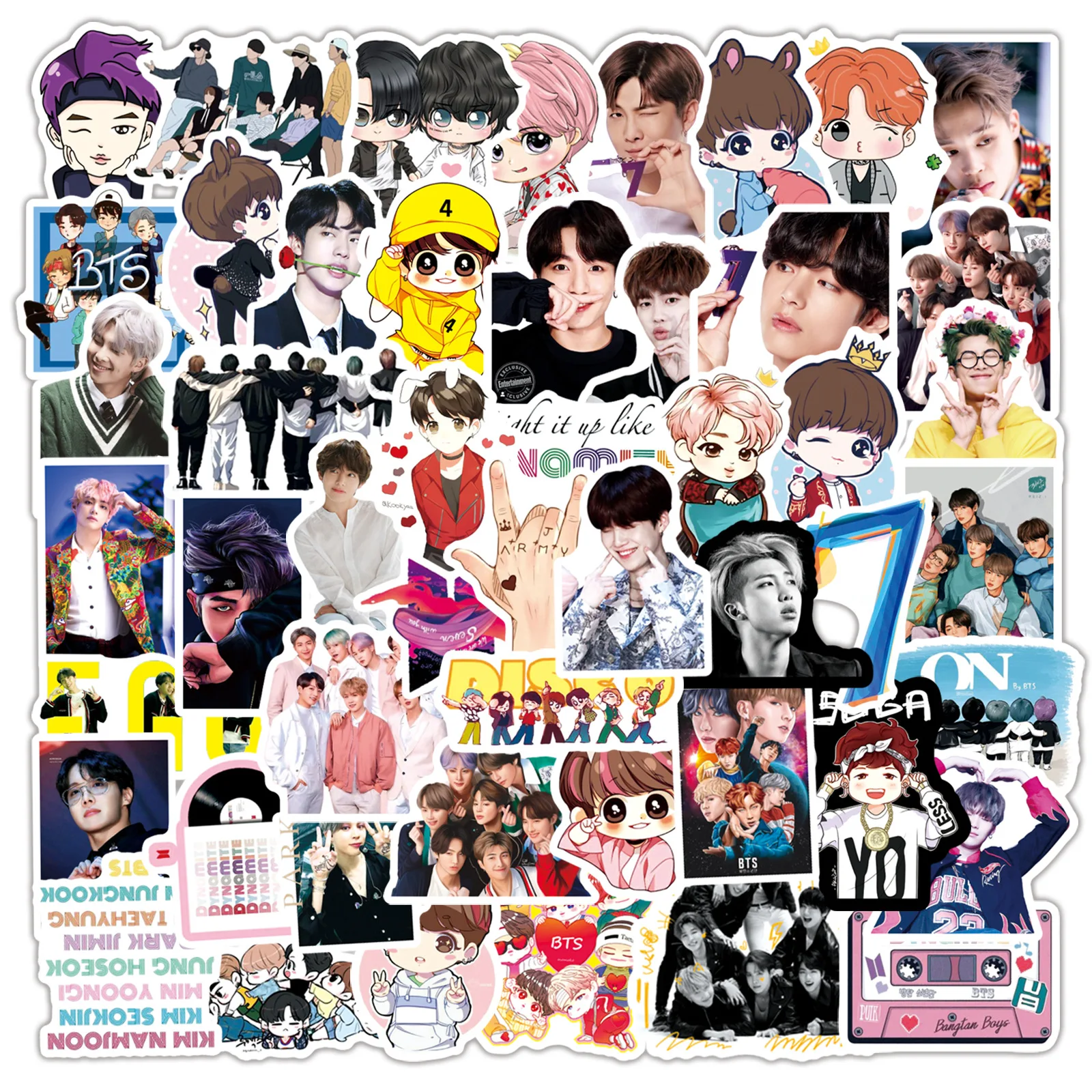 

50PCS KPOP Popular Boy Group Girl Group Star Graffiti Stickers Bangtan Boys Cartoon Image Decoration Diy Stationery Stickers