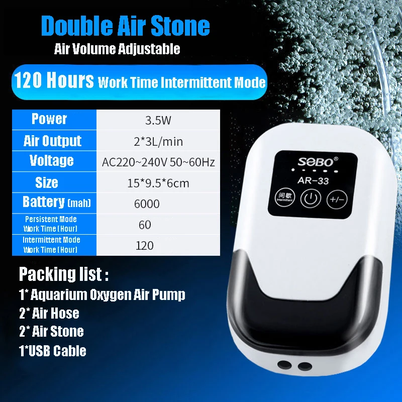 Fish Air Pump Tank Usb Charging Portable Exhaust Ultra Mute Outdoor Fishing