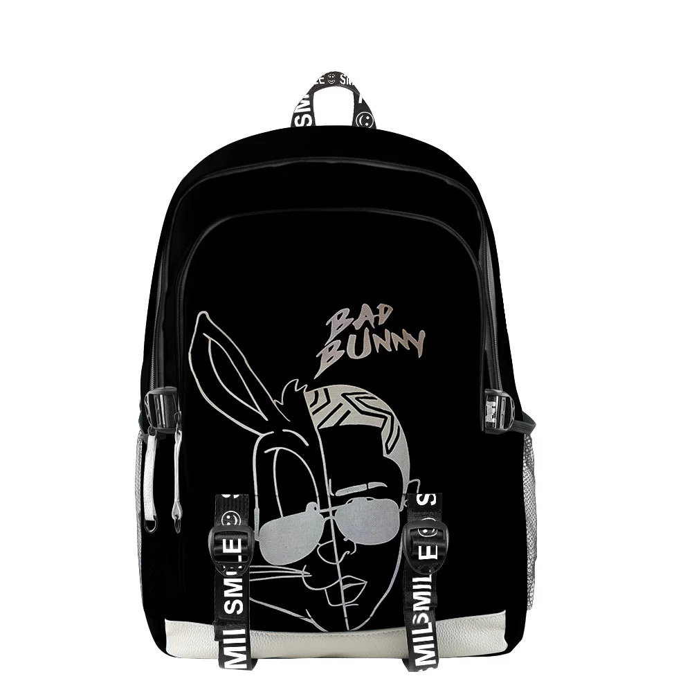

Harajuku Novelty Cool School Bags Unisex Bad bunny Travel Bag 3D Print Oxford Waterproof Notebook Shoulder Backpacks