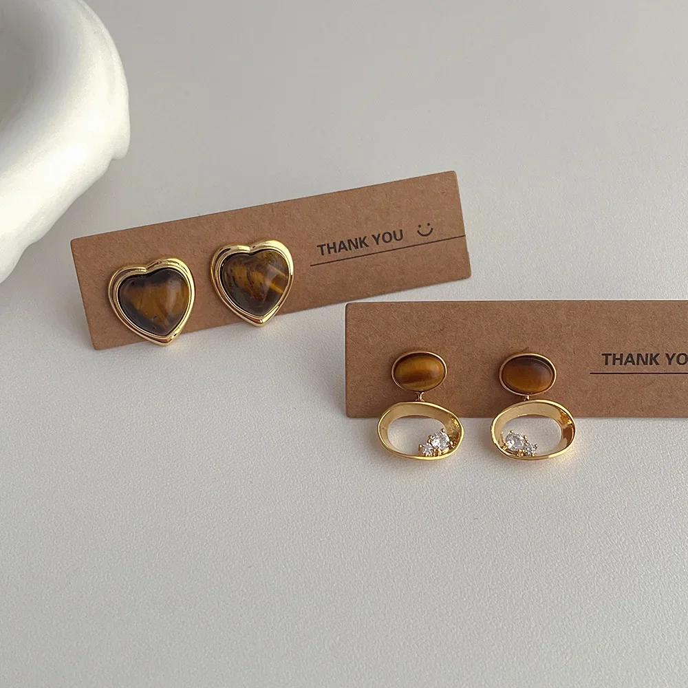 Новинка 2023 стильные серьги Майяра французские винтажные янтарные в форме сердца