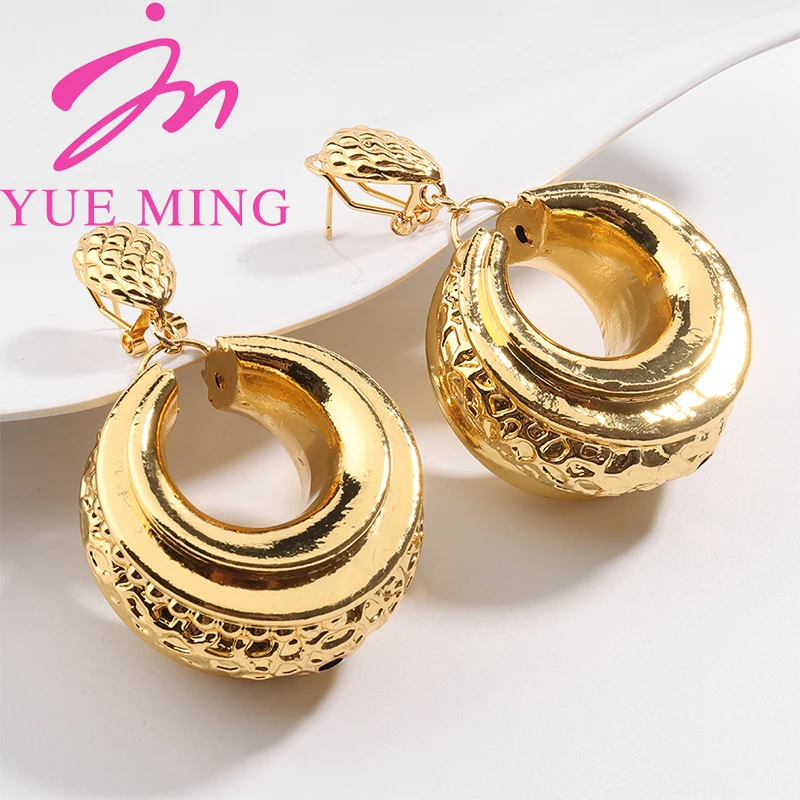 

Dubai Bridal Hoop Earrings for Women Gold Plated Jewelry Irregular Big Drop Earrings Wedding Party Jewelry Set Accessories