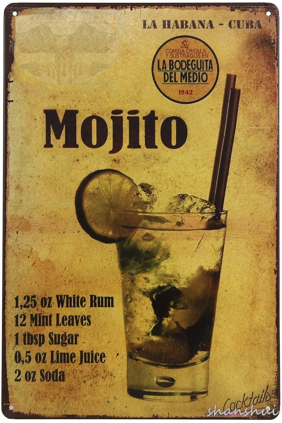 TSOSK Ретро Металлическая жестяная вывеска La Habana Куба Мохито Знак для напитков