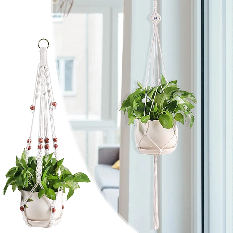 

Handmade Plant Hanger Baskets Indoor Hanging Planter Holder Net Flower Pot Holder Stand Home Decor Countyard Garden Supplies