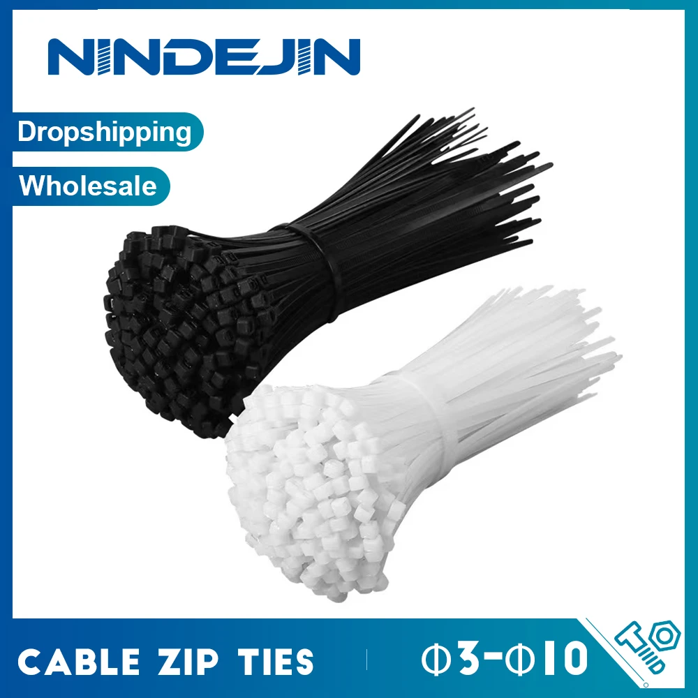 

100-1000 шт. самоблокирующиеся нейлоновые кабельные стяжки-органайзер 200 мм 400 мм 500 мм черный, белый цвет пластиковый ремень на молнии для автомобильных крыльев