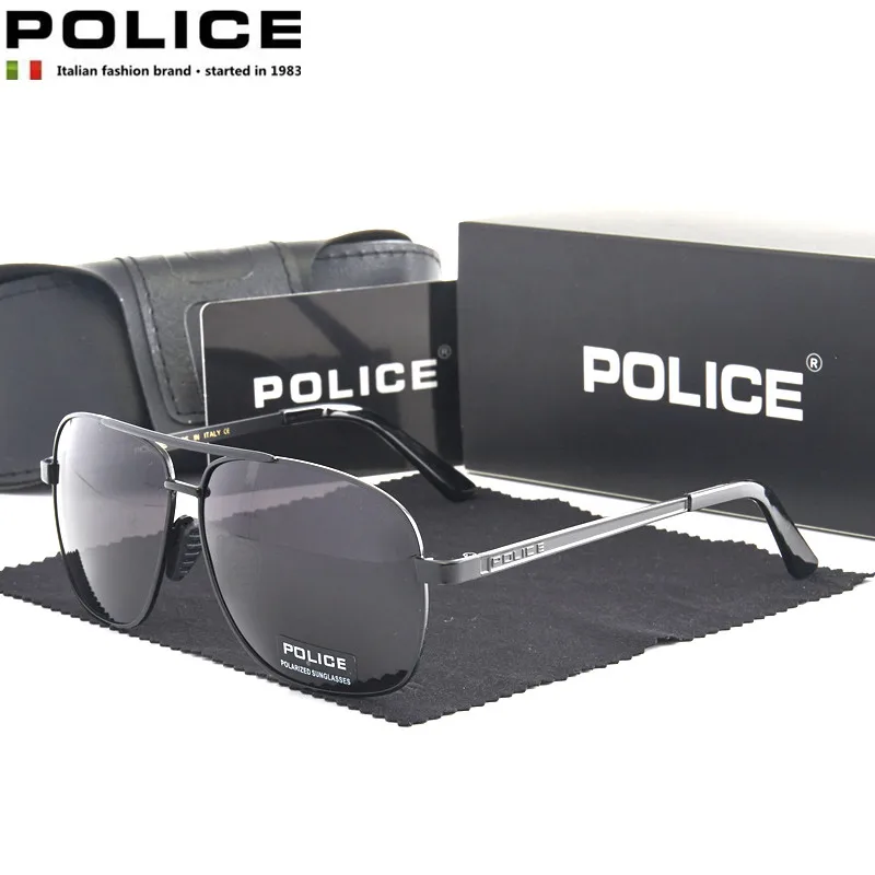 

Luxury Brand POLICE Outdoors Mens Sunglasses Polarized Pilot High Definition Driving Sunglasses Des Lunettes De Soleil 80245