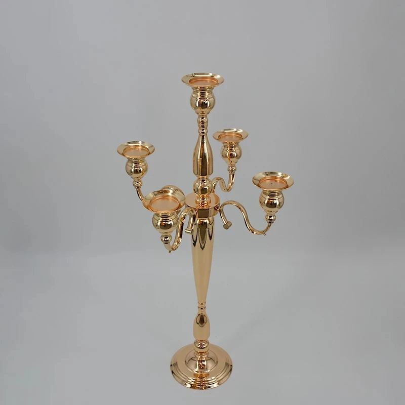 

5pcs 10pcsCandle Holders 5-arms Metal Gold Candelabras Crystal Candlesticks For Wedding Event Centerpieces