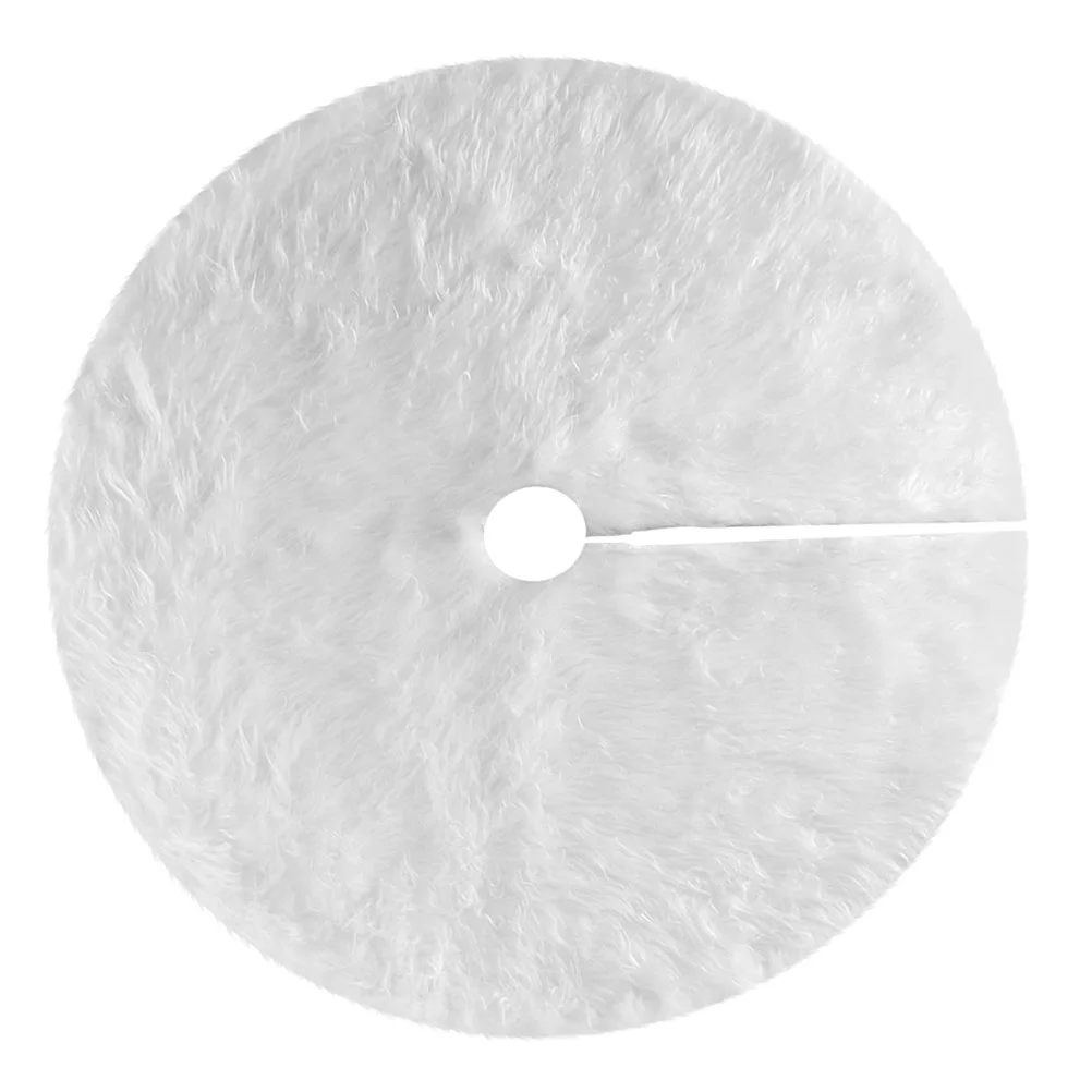 

122cm Color Christmas Tree Skirt Plush Fabric Christmas Tree Base Decoration Apron Wrap (White)