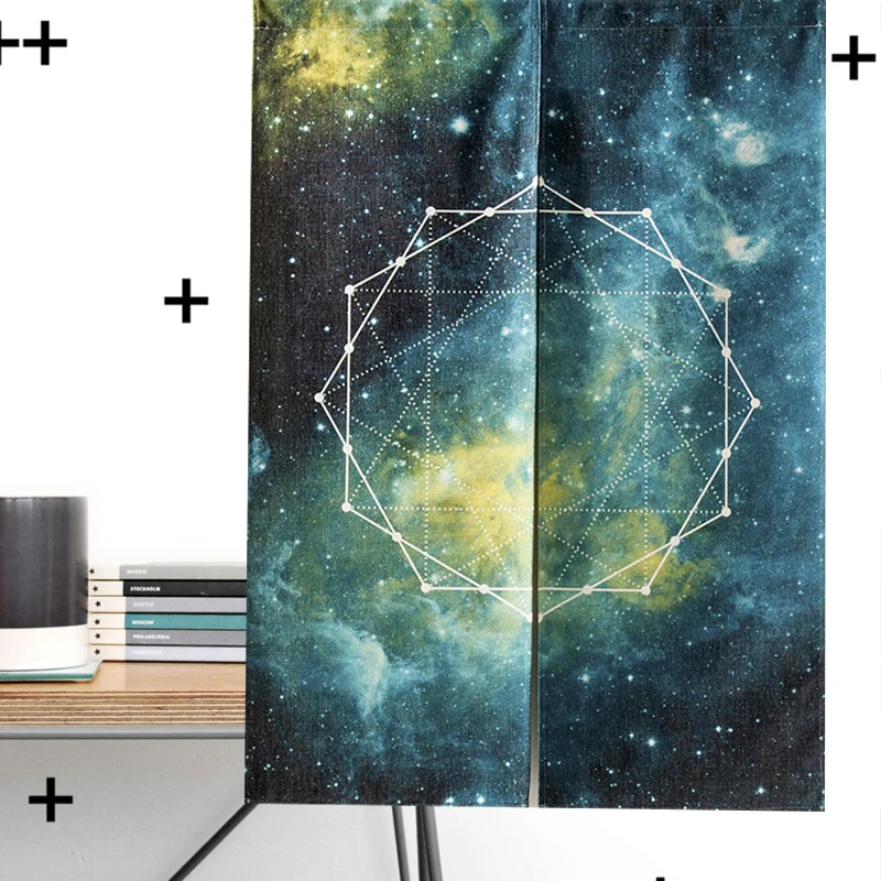 

Starry Sky Galaxy Universe Door Curtains Outer Space Noren Curtain for Kitchen Cafe Entrance Home Decor Hanging Half-Curtains