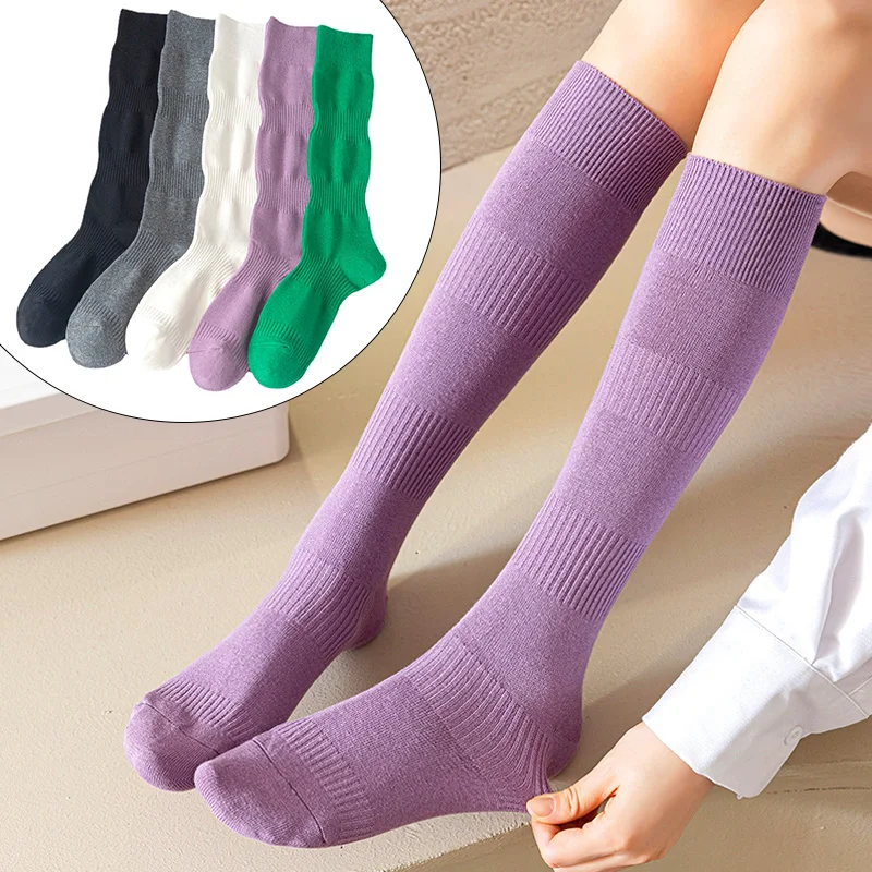 

Autumn Women's Stockings Solid Color Casual Knee High Socks For Girls Soft Cotton Breathable Comfortable Long Socks Stockings