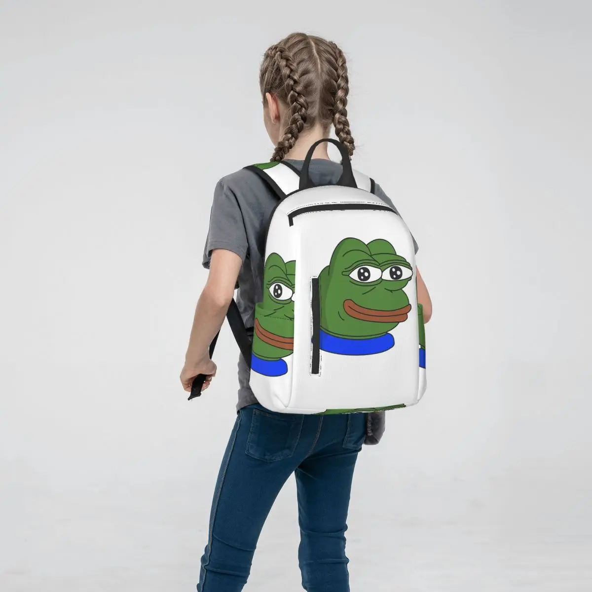 Фото Рюкзак Pepe The Frog Peepo Emote для школьников, школьная сумка, походный рюкзак для путешествий, сумка для книг для мальчиков и девочек, сумки на плечо №3