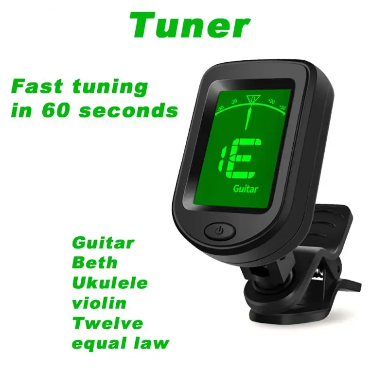 

Guitar Tuner Digital Clip-On Tone Tuner For Electric Ukulele Bass Violin Universal 360Degree Rotatable Sensitive Built-in Batter