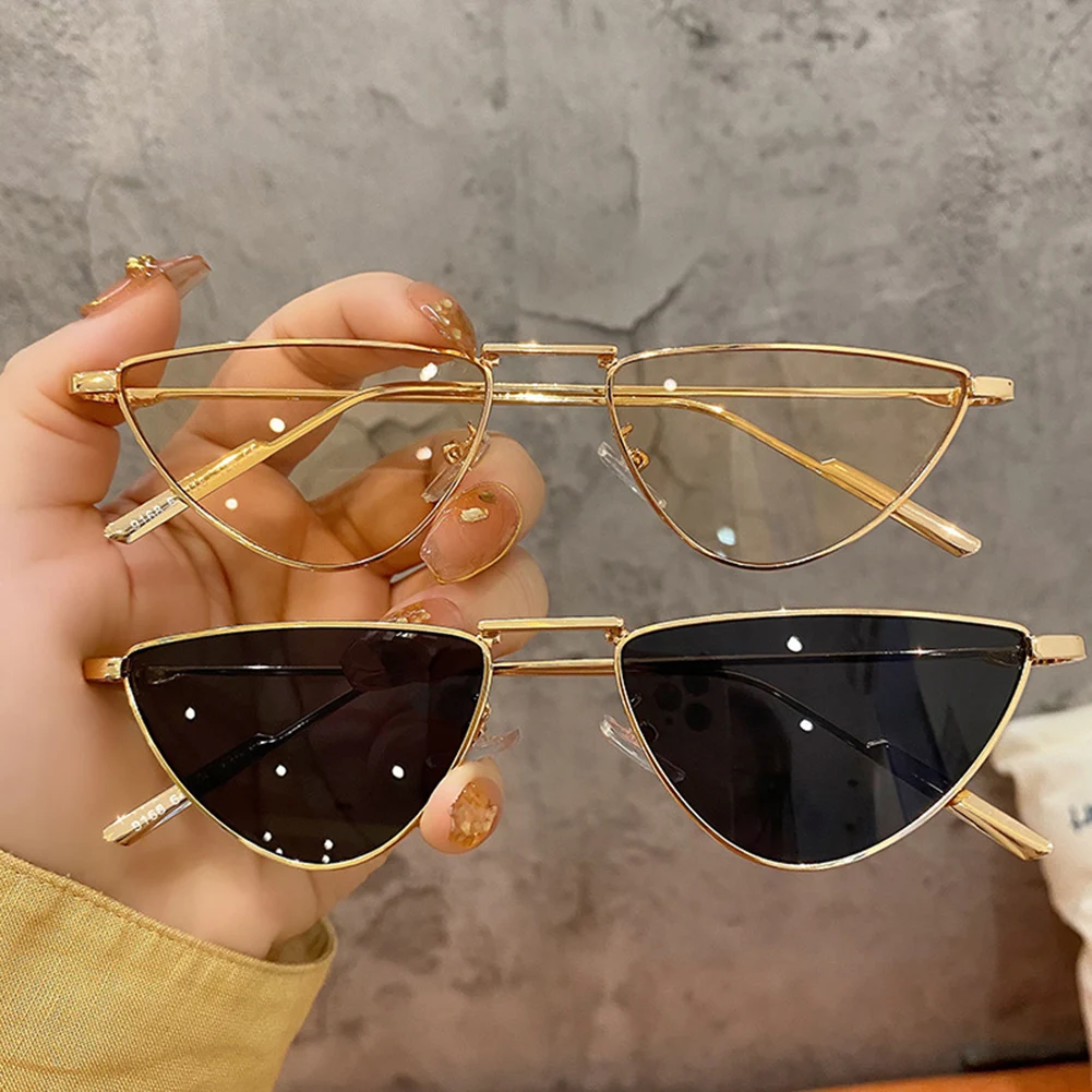 

Cat Eye Sunglasses Luxury Brand Design Women Metal Triangle Sun Glasses Fashion Lady Shades UV400 Eyewear Sunglasses